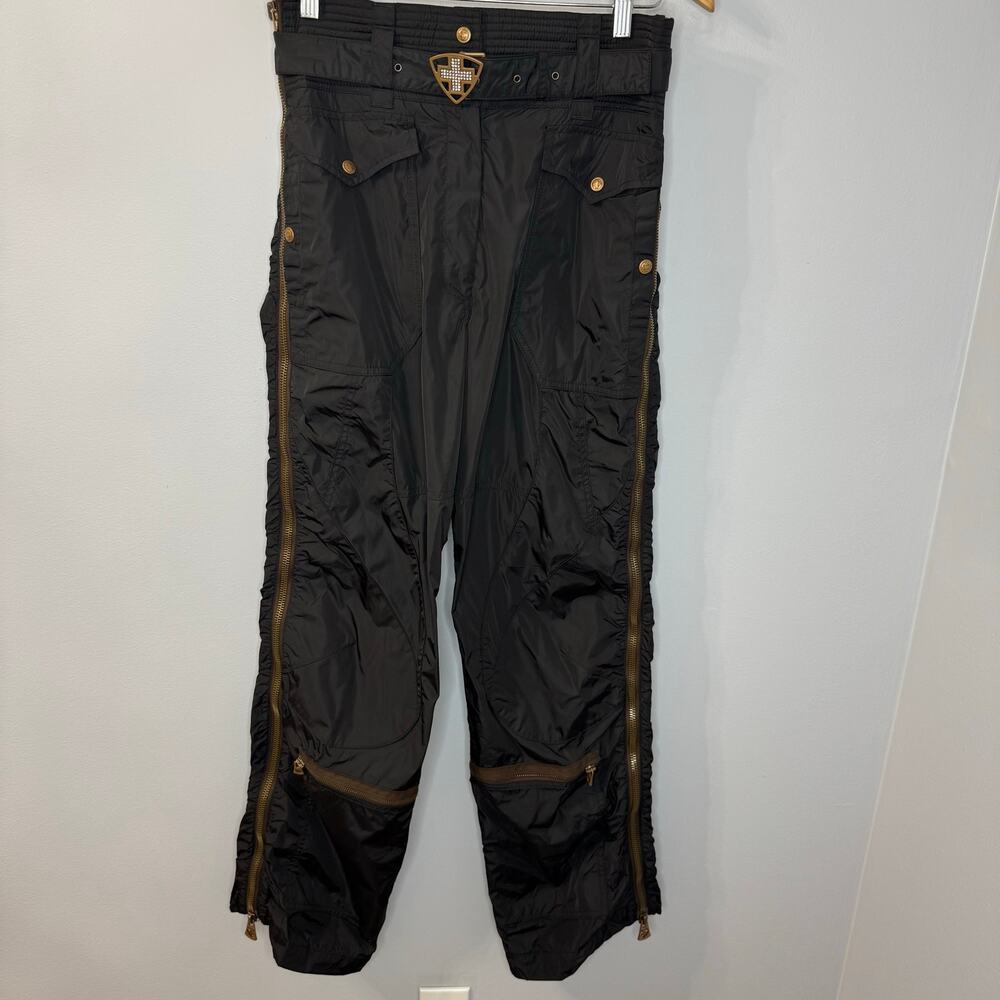 Post card Snow Pant Gold Zipper Details Belted Women's 10 Made Italy